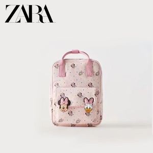 ZARA粉色米妮幼儿园女童卡通双肩包书包防水材质背包可爱出游包潮