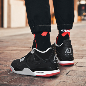 新款aj男鞋aj4ow联名高帮黑红气垫缓震实战篮球鞋情侣款运动鞋夏