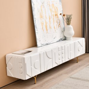 个性异形电视柜设计师艺术造型家用地柜客厅储物柜矮柜靠墙柜子白