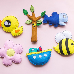 小老鼠宝宝手摇铃儿童婴幼玩具/手工布艺不织布diy材料包啃咬发声