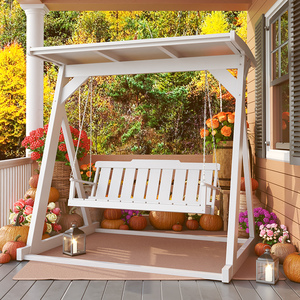 防腐木秋千户外庭院吊椅露天实木双人摇椅室外露台花园成人荡秋千