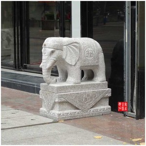 看门象手工石大象一对象创意石象庭院装饰摆设石雕象大门原石浮雕