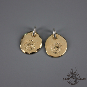 鹿途高桥吾郎大号金牌18k金l双面雕金饼