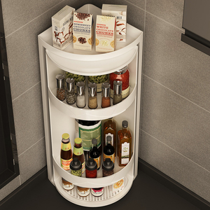 厨房拐厨置物架调料调味品专用储物转角柜台面壁挂三角旋转收纳架