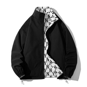 mlb&ny双面穿外套男女款休闲工装秋冬季新款潮流百搭立领教练夹克