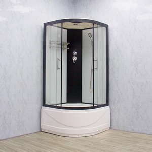 豹龙高盆弧扇形隔断整体浴室黑框淋浴房卫生间沐浴房钢化玻璃移门