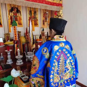 小袖五雷法衣道教高功法衣正一法衣宝蓝色