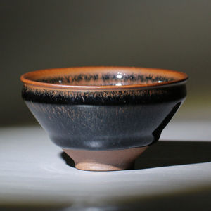本山本土熊忠贵柴烧建盏束口乌金茶盏吉玉坊老龙窑茶杯