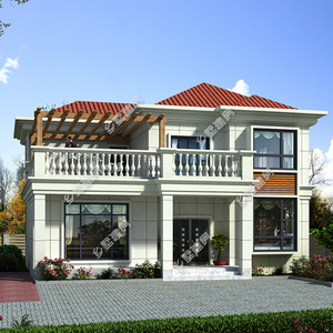 2020简欧二层农村别墅自建房设计施工图纸12x12米带小洋楼效果图