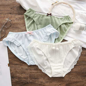 白色内裤女纯棉裆少女日系蕾丝可爱高中生学生女生中低腰三角裤头
