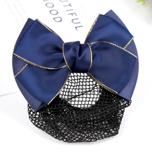 蓝色职业头花酒店售楼服务员空姐护士节工作盘头发夹饰品细网兜