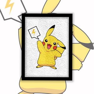 4岁创意新款纸浆画手工diy材料客厅装饰画立体卧室包邮金色皮卡丘