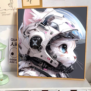 机车猫咪可爱卡通diy数字油画填色填充手绘创意手工礼物油彩解闷