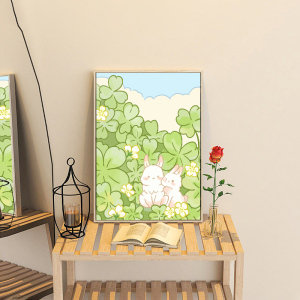 幸运小兔子数字油画diy填充手绘油彩画画可爱卡通手工丙烯装饰画