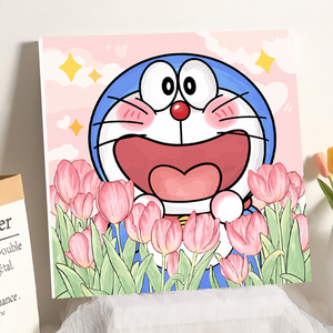 大本营旗舰数字油画店淘宝哆啦a梦diy数字油画 手绘填色丙烯油彩画