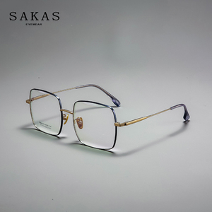 日系匠人手造眼镜框超轻大框纯钛近视眼镜可配镜片男女做旧古铜色