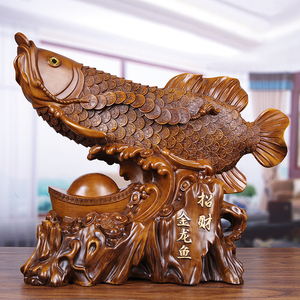 招财聚财金龙鱼摆件客厅开业礼品送礼店铺前台收银台高档创意装饰