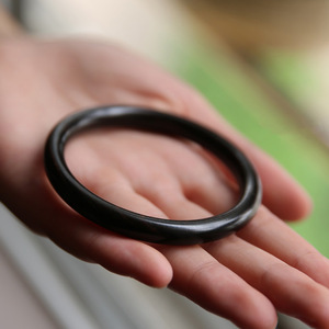 天然黑檀木手镯 圆条木质手镯民族文艺风手镯女士镯子手饰饰品