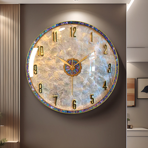 大气轻奢贝壳壁挂钟高级感创意客厅钟表挂墙美式家用时钟2024新款