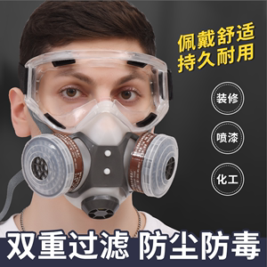 防毒口罩防尘全面罩面具喷漆面罩活性炭化工防护工业粉尘放毒氧气