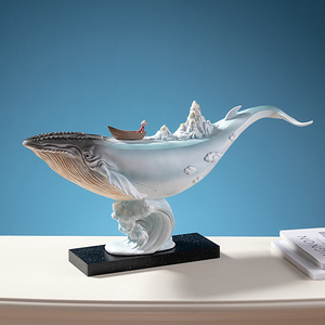 彼岸鲸鱼摆件玄关电视柜客厅高档创意家居艺术软装饰乔迁新居礼品