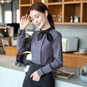 餐饮服务员工作服长袖秋冬季男女火锅奶茶咖啡店酒店餐厅衬衫套装