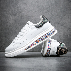 范思哲珍藏夏季男鞋真皮透气气垫底彩色石子刺绣板鞋休闲小白鞋