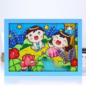 儿童简易实木画框挂墙a4美术素描水彩a3幼儿园绘画装裱相框4k开8k