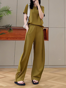 欧货休闲运动套装女夏2024新款洋气减龄显瘦高档阔腿裤两件套韩版