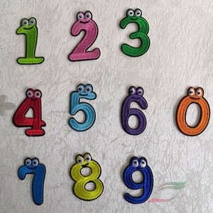 背胶布贴全绣彩色数字0-9高约4.2cm幼儿园标识标记衣服补丁贴a116