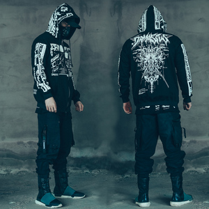 引领赛博朋克潮流机能风造型暗黑系未来感科技感忍者卫衣外套工装