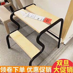 ikea国内代购宜家格鲁邦踏脚凳梯凳桦木金属承重矮凳家用小楼梯