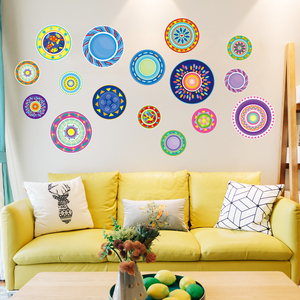 欧式个性创意圆形装饰品卧室客厅电视背景墙贴纸粘纸贴画墙纸自粘