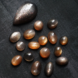 padma美国黑金太阳石裸石 戒面 独特金银双色十字星光 日月同辉