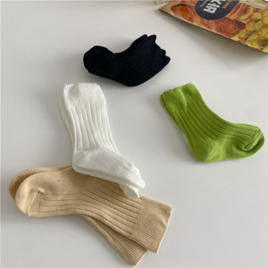 满3双包邮儿童袜子夏季薄款坑条宝宝短袜韩版男女童纯色百搭棉袜