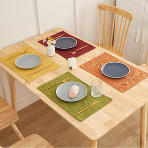 简约纯色布艺餐垫西餐隔热垫餐桌垫杯垫盘垫口布餐巾黑色橙色绿色
