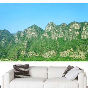 靠山图有山无水墙贴画山脉聚财办公室客厅风水图装饰画大山风景画