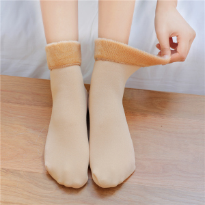 5双加绒肉色袜子男女秋冬款光腿神器中筒丝袜加厚保暖短袜雪地袜