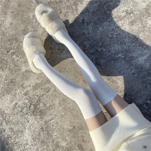 白色过膝袜jk长筒袜子女春秋显瘦竖条纹高筒秋冬款小腿袜大腿袜套