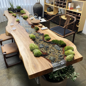 002人付款淘宝喜木茶事曲水流觞流水茶桌茶台养鱼新中式禅意原木实木