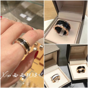bvlgari/宝格丽 b.zero1系列黑白陶瓷戒指18k玫瑰金男女情侣对戒