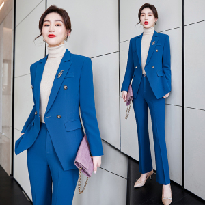 蓝色西装外套女秋冬时尚气质女神范职业正装高级感炸街西服套装春
