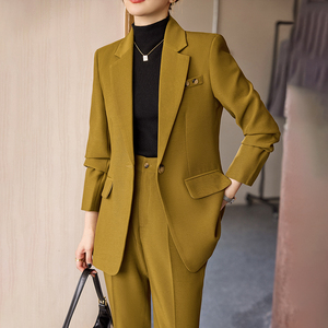 棕色西装外套女春秋高级感休闲韩版气质面试正装职业西服套装秋季