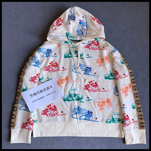 国内现货gucci古奇古琦 新款男女士同款米奇系列白色连帽卫衣外套