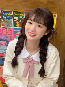 可爱jk假发女双麻花辫子蓬松自然逼真空气刘海长直发圆脸甜美马尾