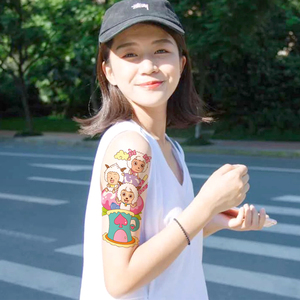喜洋洋卡通可爱花臂纹身贴防水持久女个性遮瑕彩色动漫纹身贴纸
