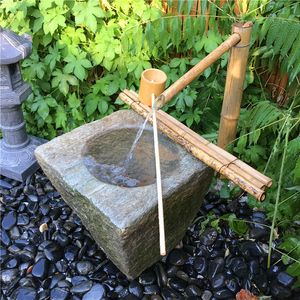 石钵石盆水钵老石臼日式园林景观庭院水景流水造景枯山水花园造景