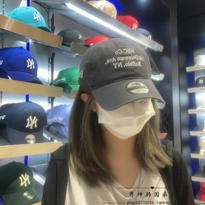 韩国NEW ERA纽亦华帽子字母刺绣联盟软顶可调节鸭舌帽MLB棒球帽女