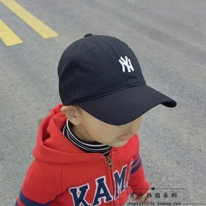 韩国MLB儿童帽软顶NY洋基队小孩鸭舌帽可调节潮流棒球帽运动帽子