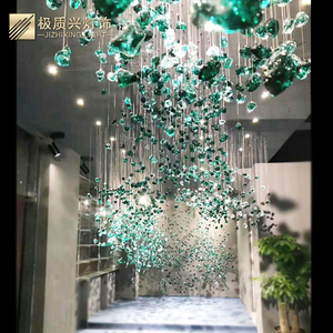 售楼处沙盘会所酒店大堂定制绿色石头玻璃售楼部吧台艺术装饰吊灯